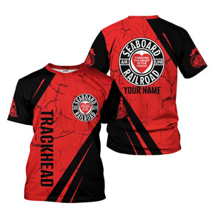 Railspirit Personalized Seaboard Air Line Railroad T-Shirt Crackle Texture Style Shirt For Trackhead