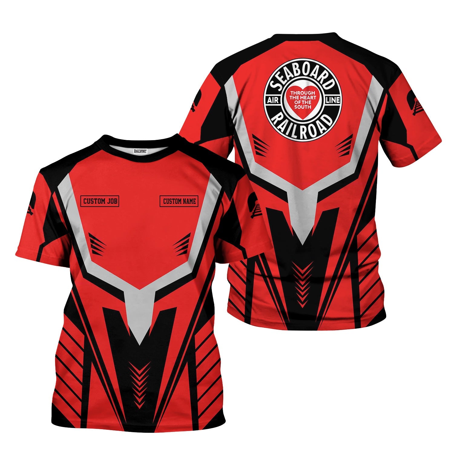 Railspirit Personalized Seaboard Air Line Railroad T-Shirt Workwear-Inspired with Custom Position Train Shirt