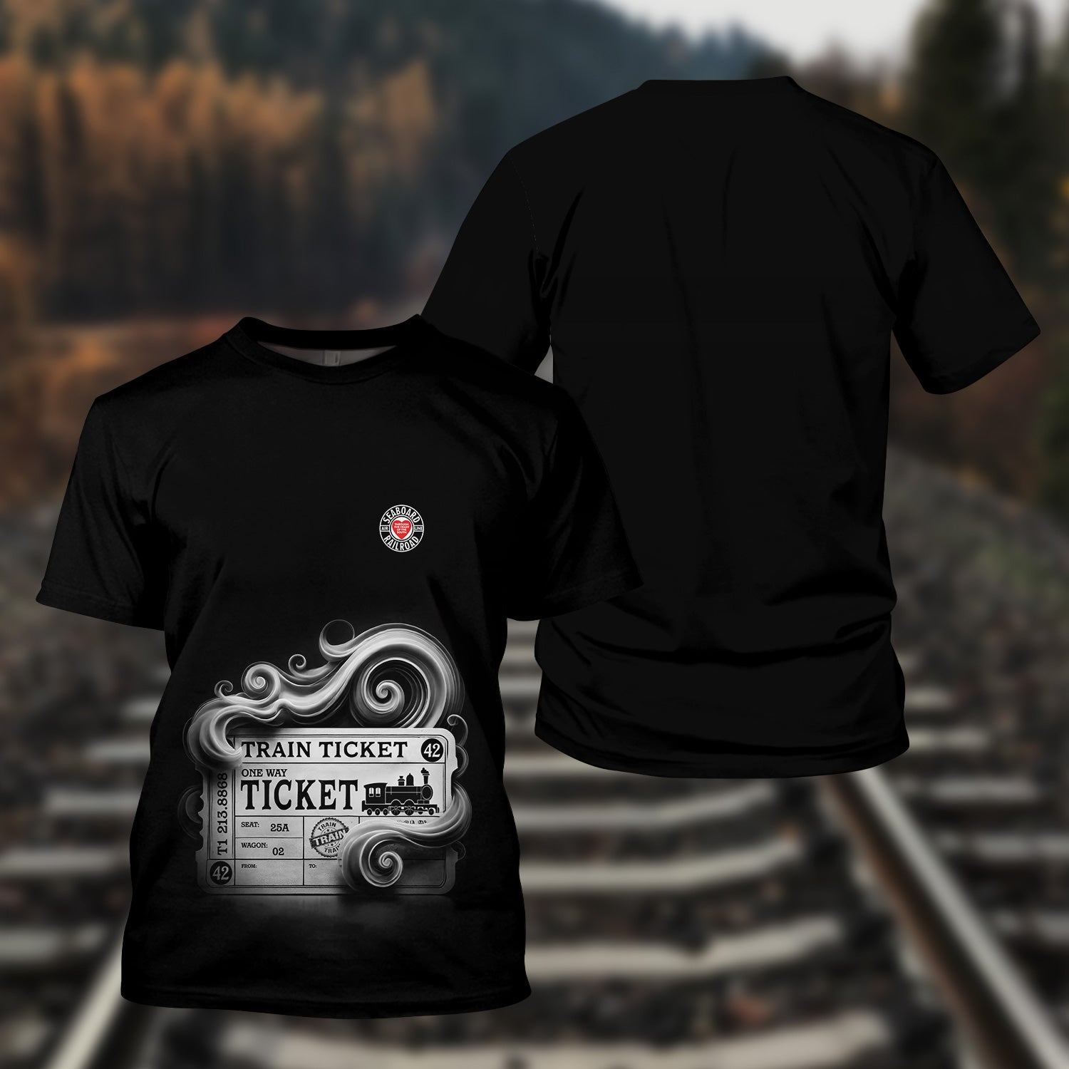 Railspirit Personalized Seaboard Air Line Railroad T Shirt Train Ticket DL&W American Locomotive Printed Train