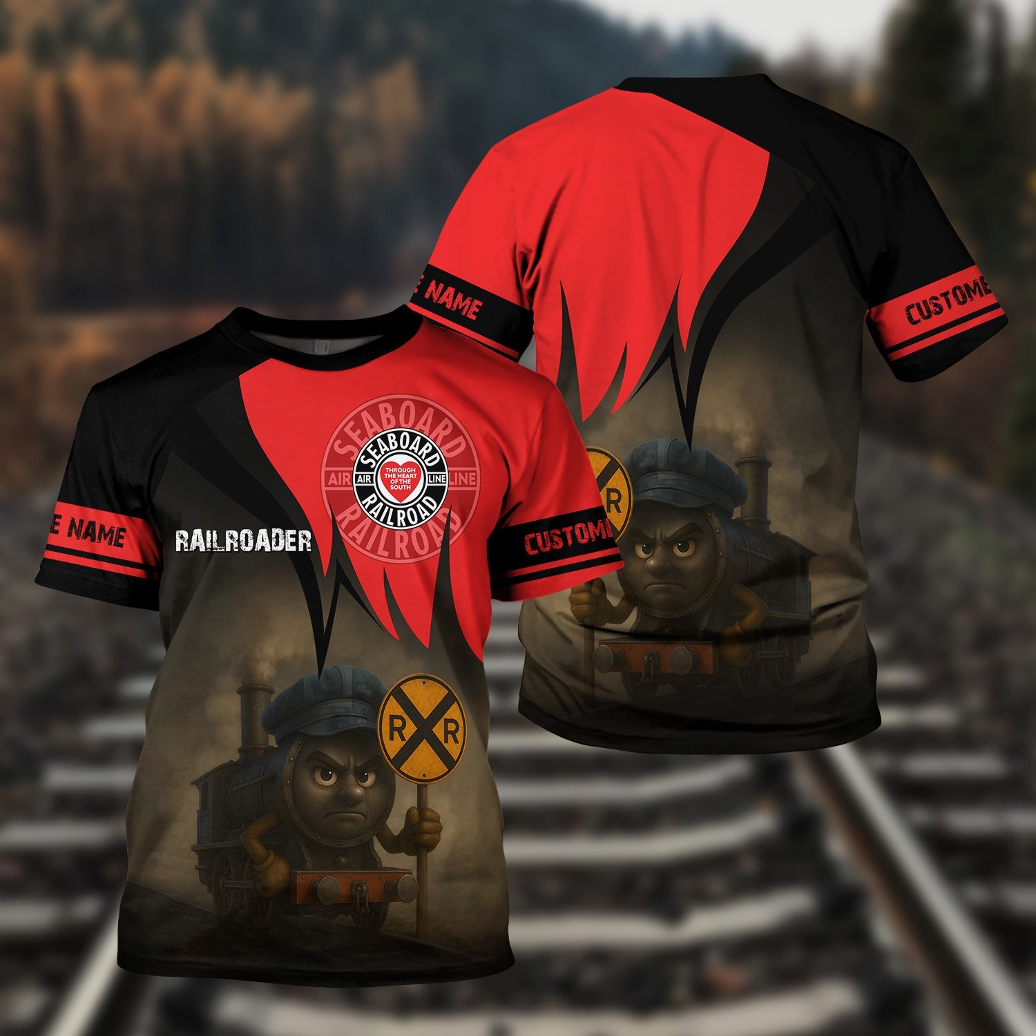 Railspirit Personalized Seaboard Air Line Railroad T-Shirt Angry Train Shirt Gift Idea For Train Lover
