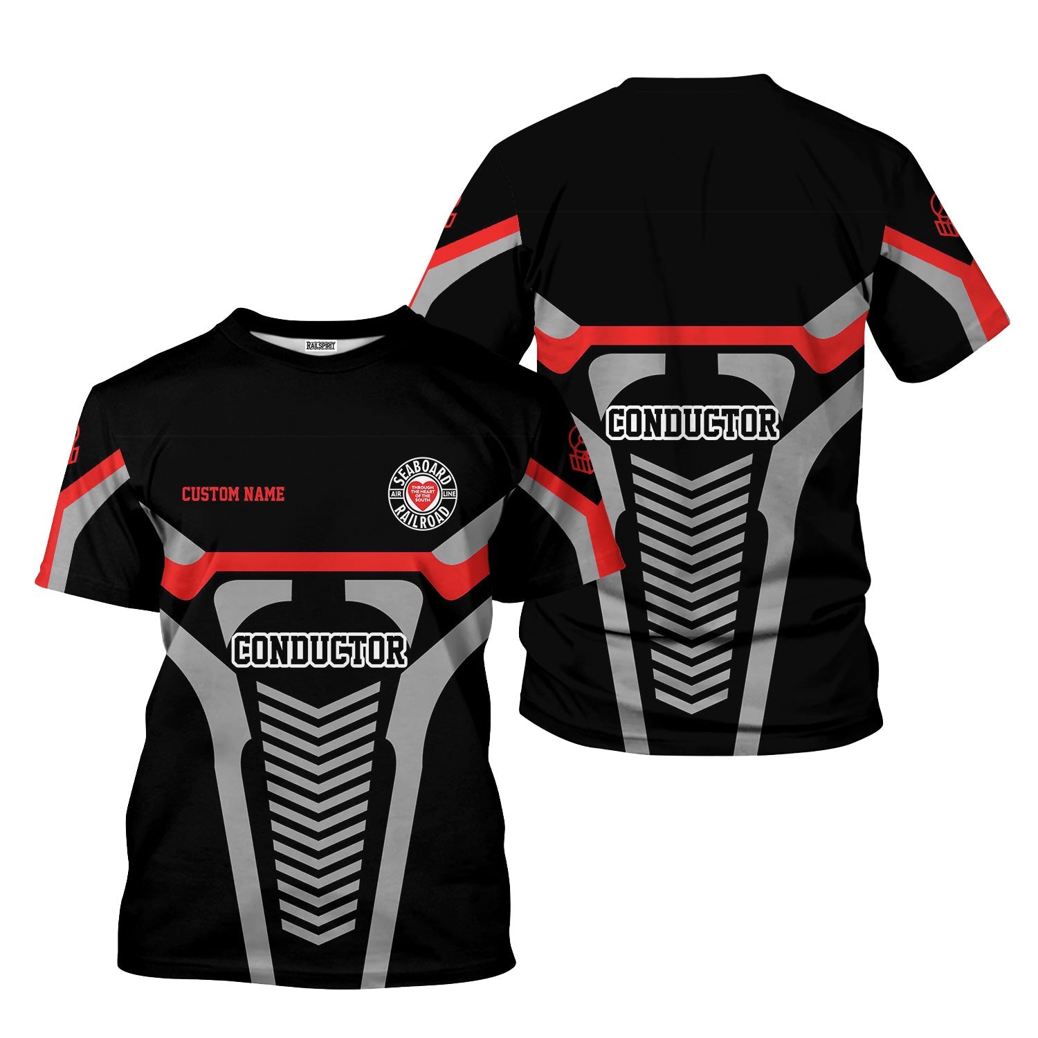 Railspirit Personalized Seaboard Air Line Railroad T-Shirt Track-Inspired with Custom Job Position Train Shirt