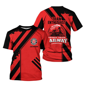 Railspirit Personalized Seaboard Air Line Railroad T-Shirt Locomotive Design Train Shirt for Train Enthusiast