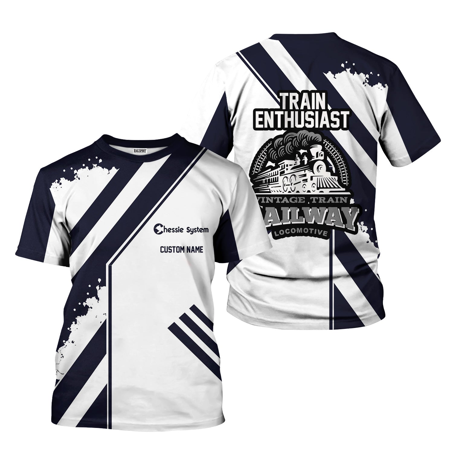 Railspirit Personalized Chessie System Railroad T-Shirt Locomotive Design Train Shirt for Train Enthusiast