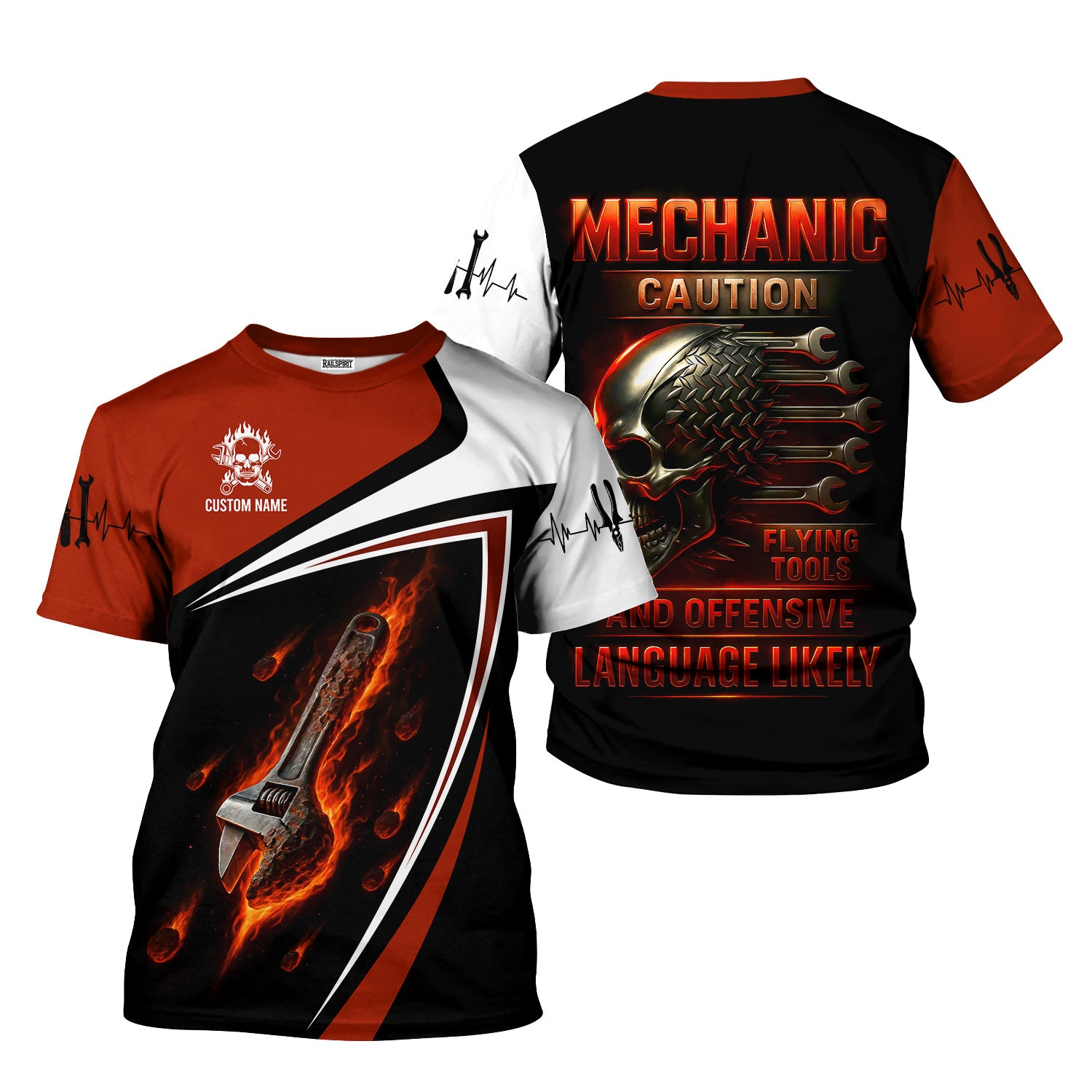 Personalized T-Shirt Mechanic Caution Flying Tools And Offensive Language Likely Shirt For Mechanics