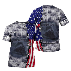 Railspirit Personalized Chessie System Railroad T-Shirt Retro American Express Train With USA Flag Shirt