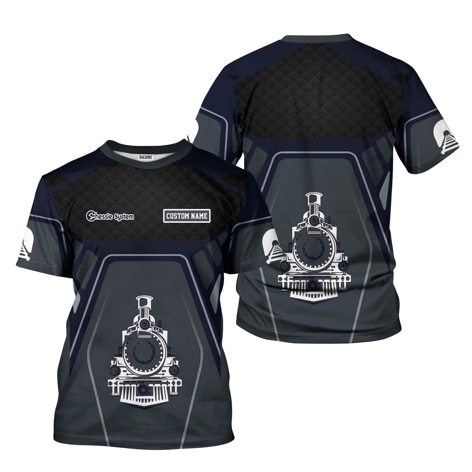 Railspirit Personalized Chessie System Railroad T-Shirt Steam Locomotive Engine Graphic Train Shirt All Over Print
