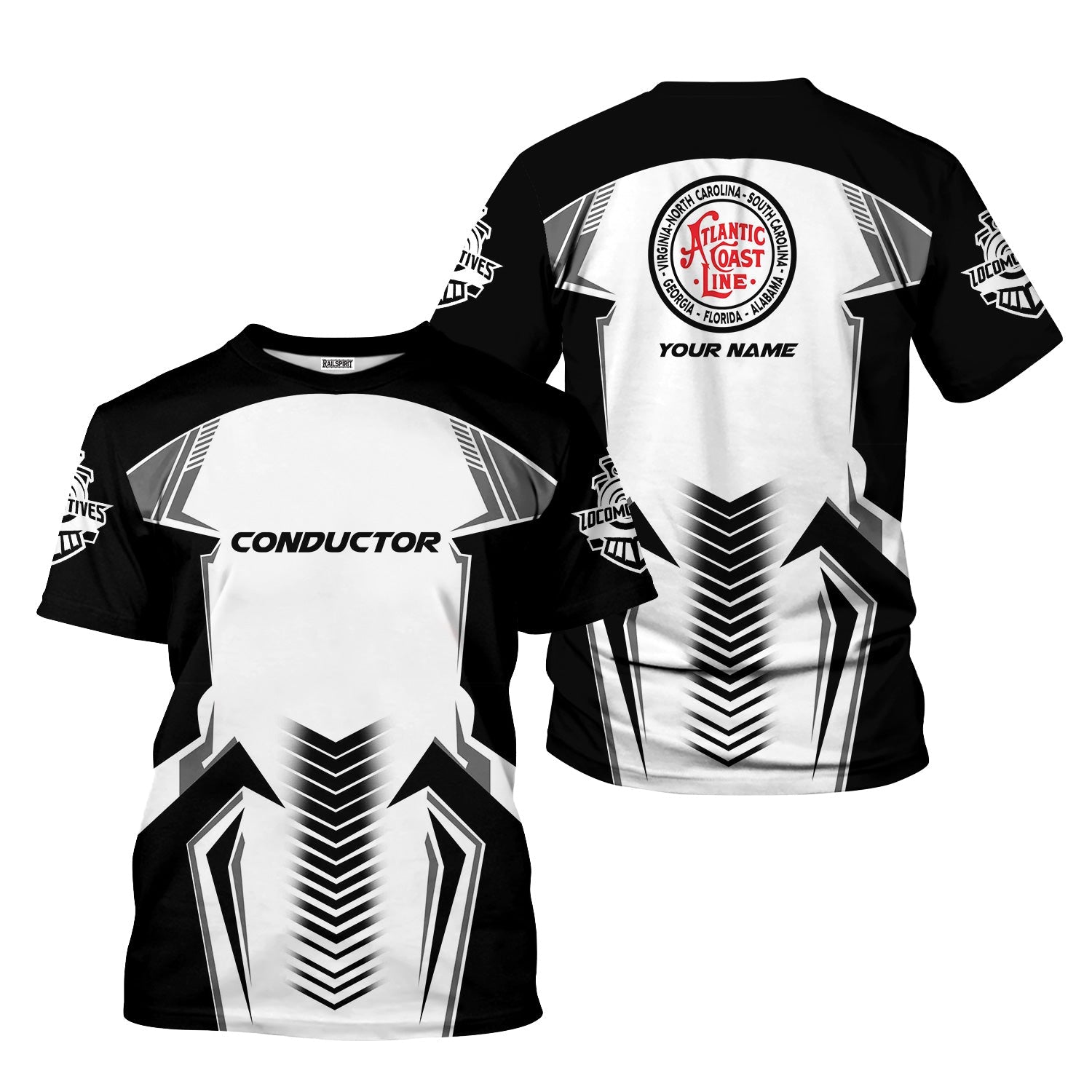 Railspirit Personalized Atlantic Coast Line Railroad T-Shirt Standout Style with Custom Position Train Shirt