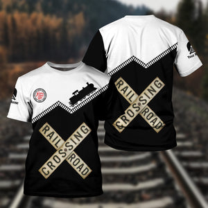 Railspirit Personalized Atlantic Coast Line Railroad T Shirt Railroad Crossing Printed Train Track Shirt