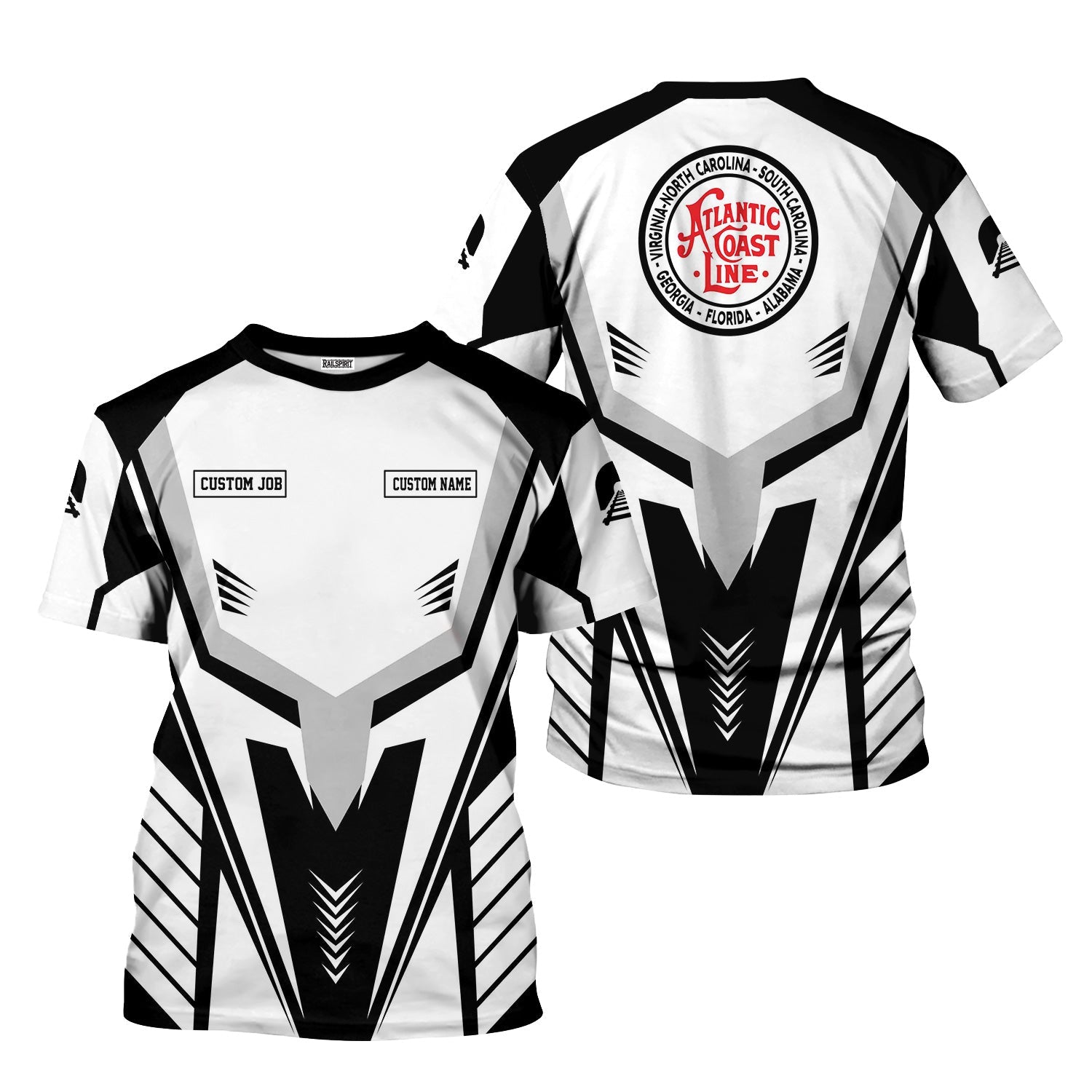 Railspirit Personalized Atlantic Coast Line Railroad T-Shirt Workwear-Inspired with Custom Position Train Shirt