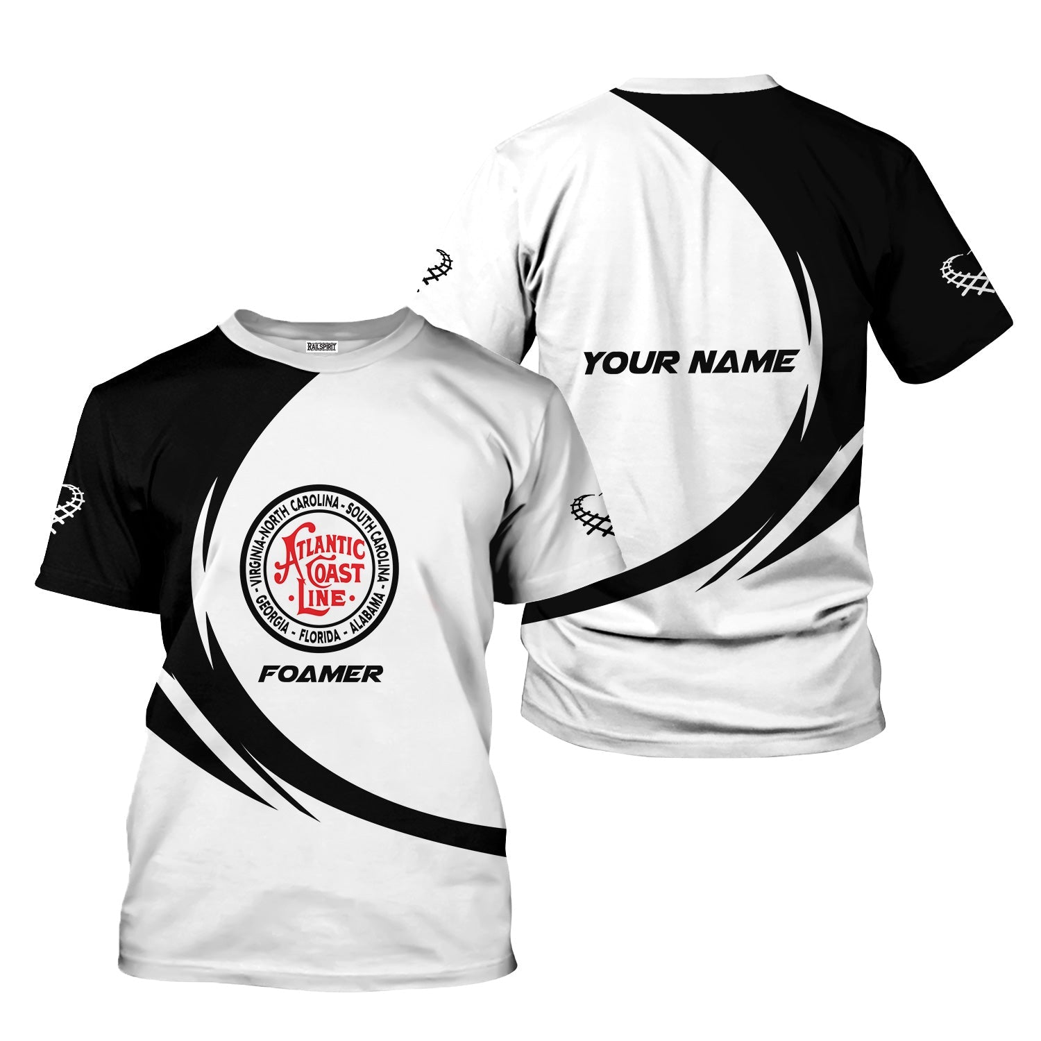 Railspirit Personalized Atlantic Coast Line Railroad T-Shirt Unique Graphic Style Shirt For Train Enthusiasts