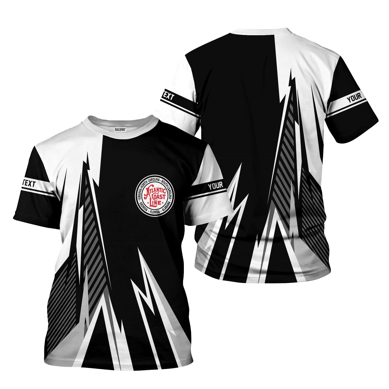 Railspirit Personalized Atlantic Coast Line Railroad T-Shirt Lightning-Inspired Railway Style Shirt For Train Lovers
