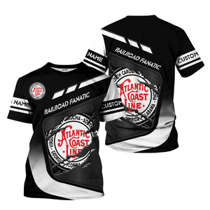 Railspirit Personalized Atlantic Coast Line Railroad T-Shirt Ripped Texture Style Train Shirt For Railroad Fanatic