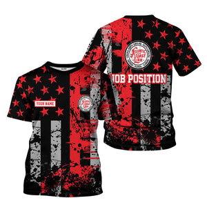 Railspirit Personalized Atlantic Coast Line Railroad T-Shirt Artistic Paint American Flag Style Train Shirt