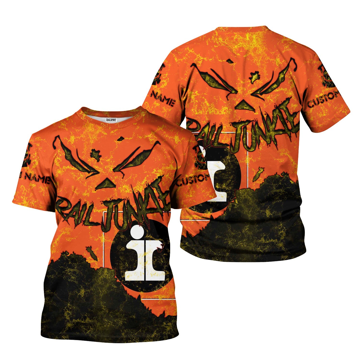 Railspirit Personalized Illinois Central Railroad T-Shirt Torn Graphic Style Train Shirt For Rail Junkie