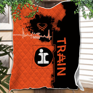 Railspirit Illinois Central Railroad Premium Quilts Engine Heartbeat and Track Love Style Quilts Gift Idea For Train Lovers