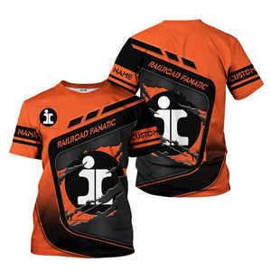 Railspirit Personalized Illinois Central Railroad T-Shirt Ripped Texture Style Train Shirt For Railroad Fanatic