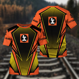 Railspirit Personalized Illinois Central Railroad T-Shirt Lightning Graphic Style Shirt Gift Idea For Train Lover