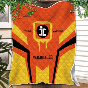 Railspirit Personalized Illinois Central Railroad Premium Quilts Custom Year Railroader Gift Idea For Train Lover