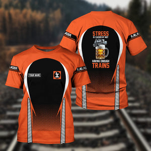 Railspirit Personalized Illinois Central Railroad T Shirt Stress Is Caused By Not Having Enough Trains Shirt All Over Print