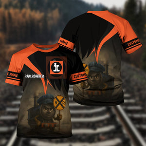 Railspirit Personalized Illinois Central Railroad T-Shirt Angry Train Shirt Gift Idea For Train Lover