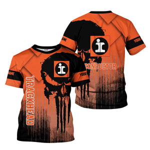 Railspirit Personalized Illinois Central Railroad T-Shirt Skull Design with Custom Job Train Shirt for Trackhead Crew