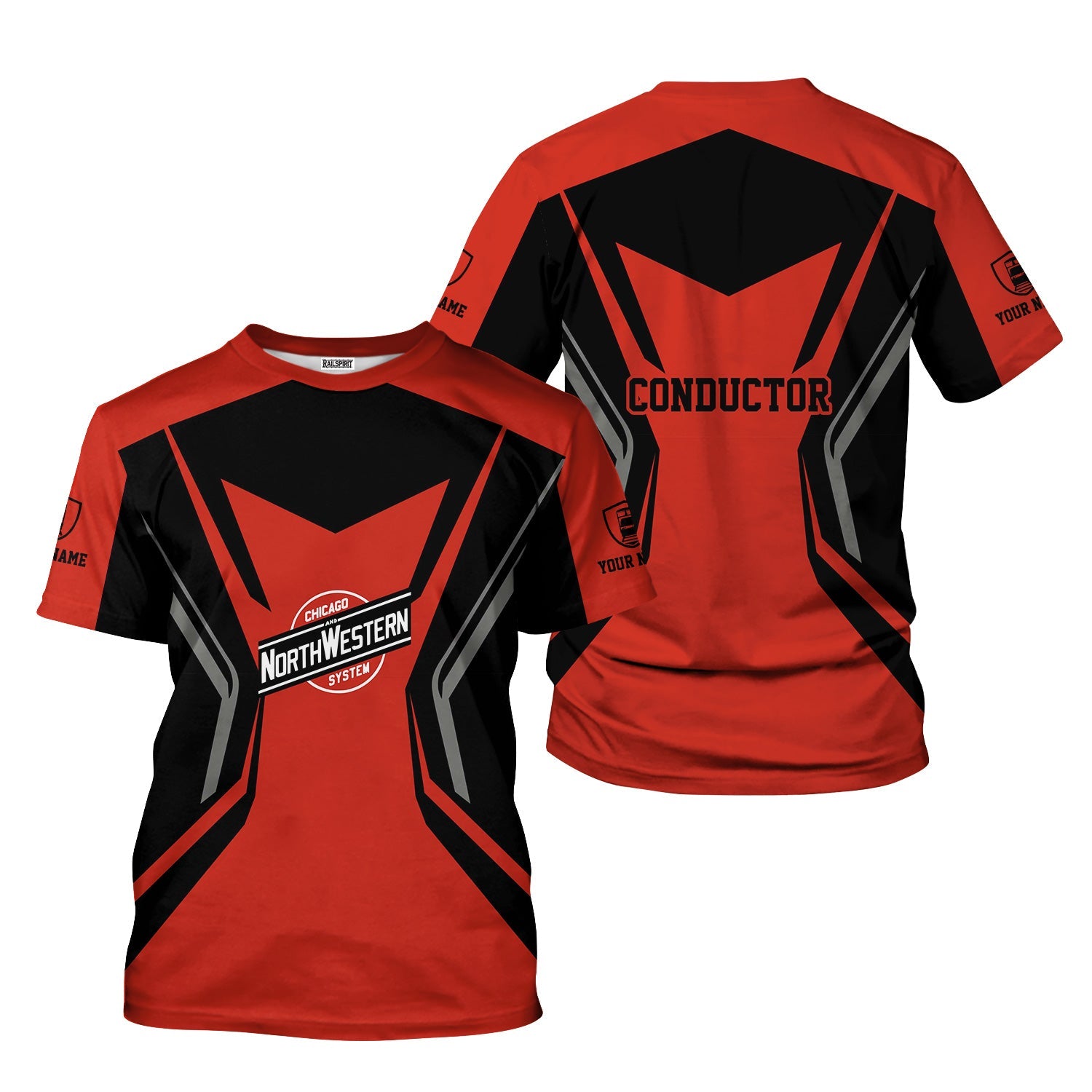 Railspirit Personalized Chicago and North Western Railway T-Shirt Unique Style with Custom Job Train Shirt