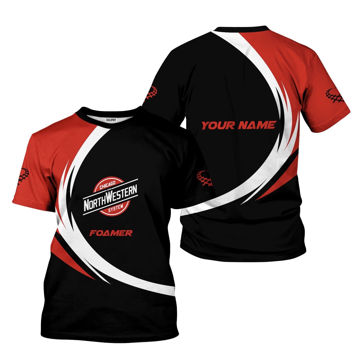 Railspirit Personalized Chicago and North Western Railway T-Shirt Unique Graphic Style Shirt For Train Enthusiasts