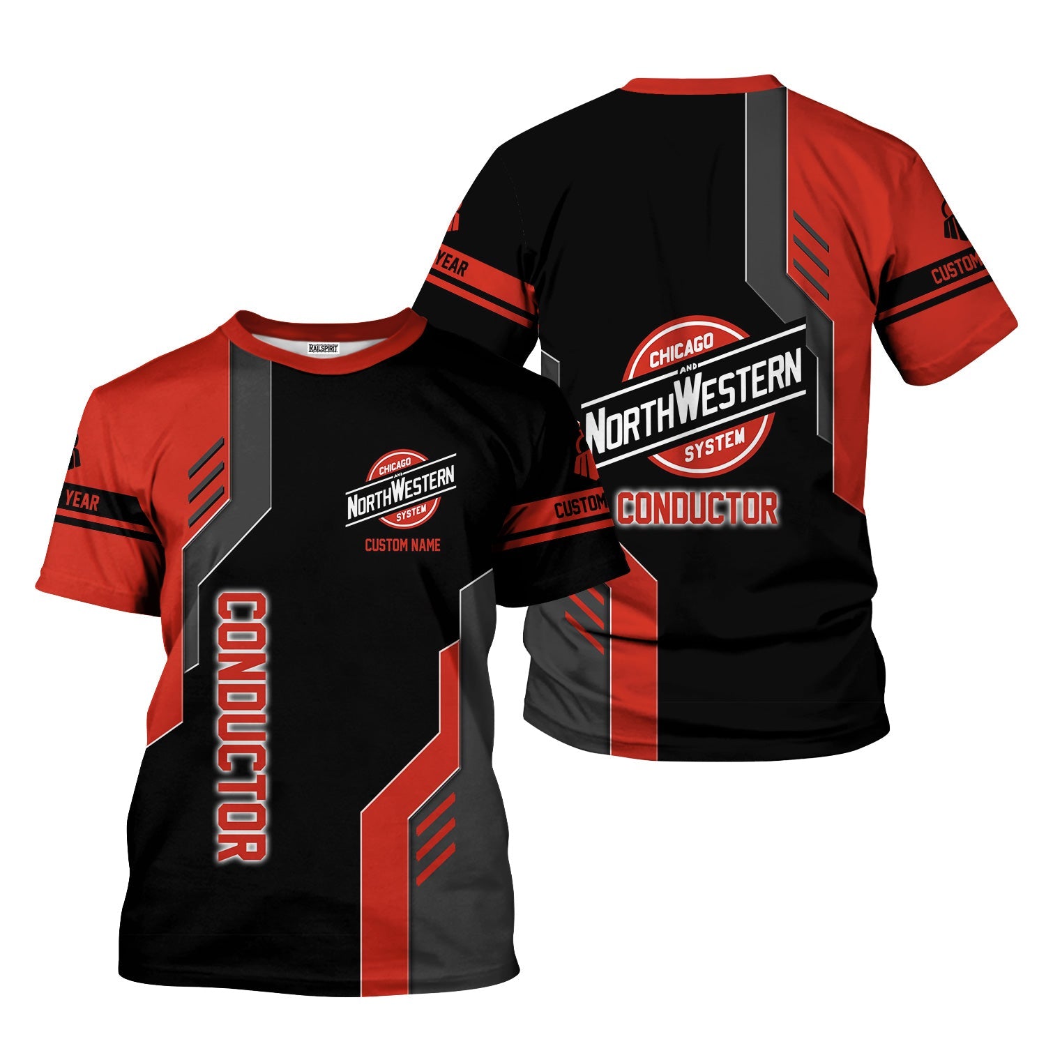 Railspirit Personalized Chicago and North Western Railway T-Shirt Unique Railway Style with Custom Job Train Shirt