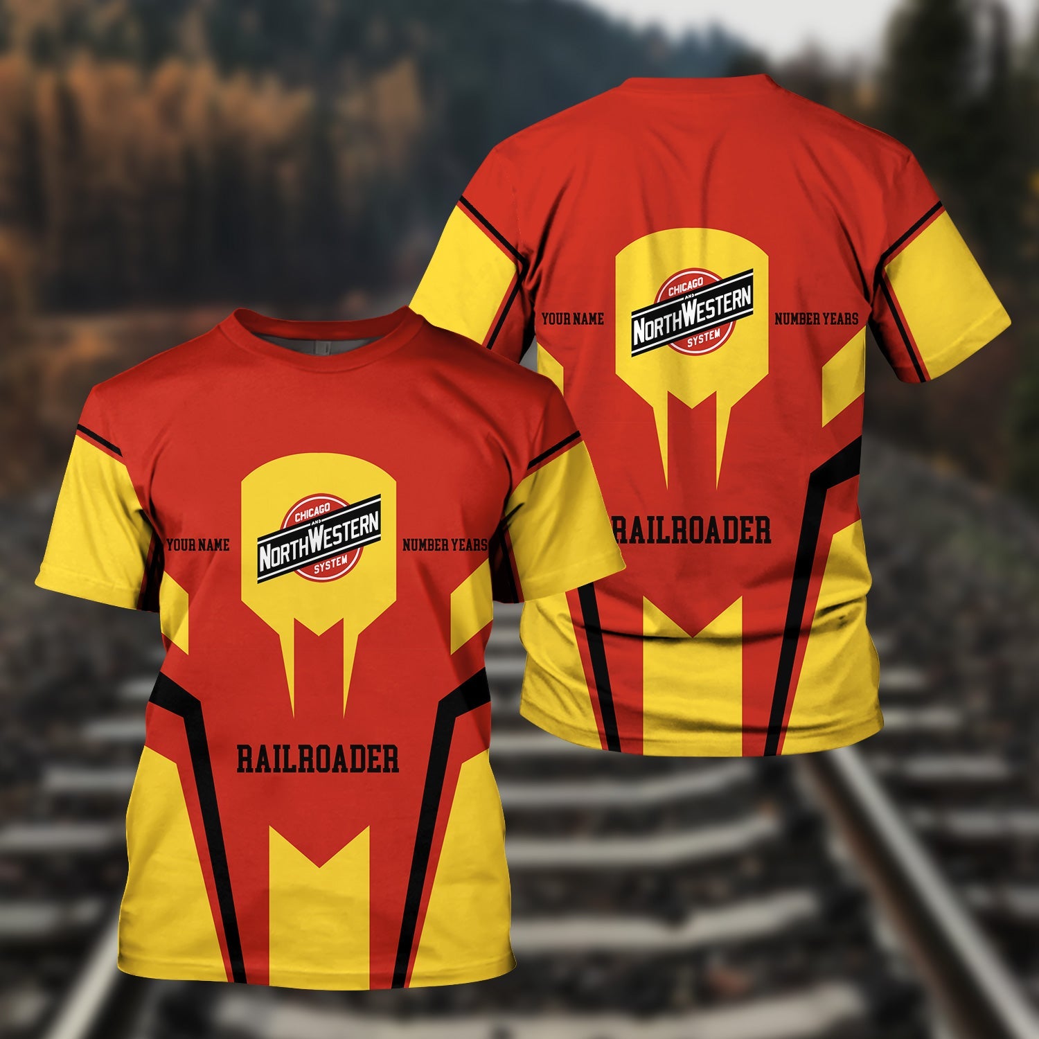 Railspirit Personalized Chicago and North Western Railway T-Shirt Custom Year Railroader Shirt Gift Idea For Train Lover