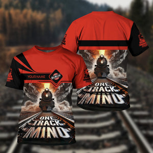 Railspirit Personalized Chicago and North Western Railway T Shirt One Track Mind Train Printed Shirt
