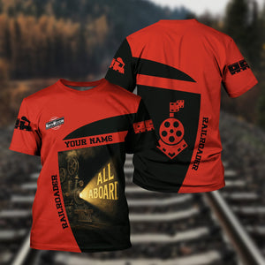 Railspirit Personalized Chicago and North Western Railway T-Shirt All Aboard Steam Train Movie Projector Style Shirt