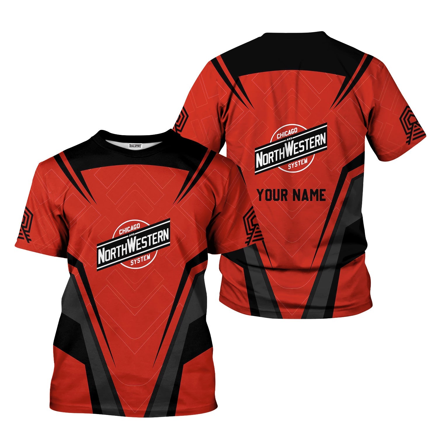 Railspirit Personalized Chicago and North Western Railway T-Shirt Railway Inspired Apparel Train Shirt for Train Lovers