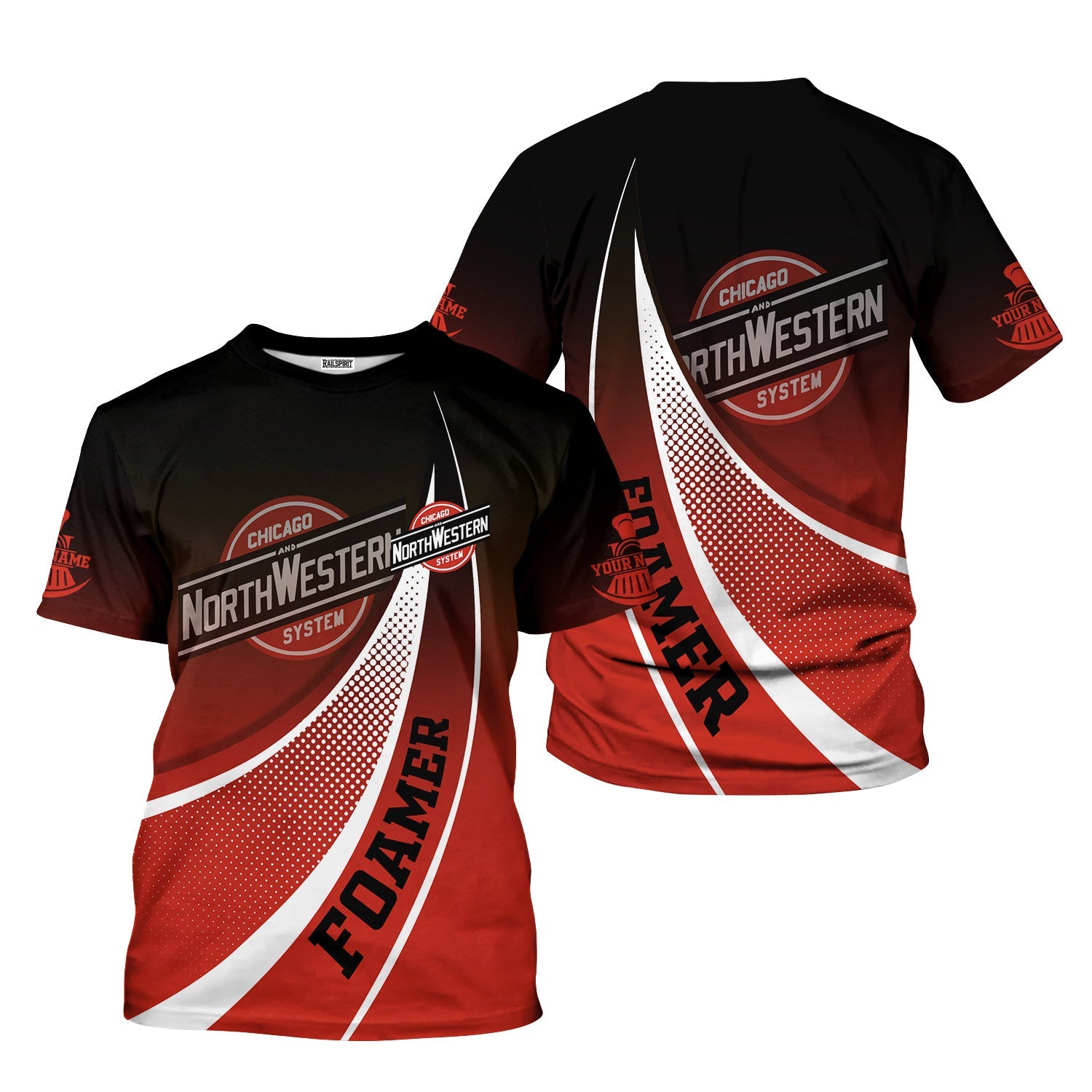 Railspirit Personalized Chicago and North Western Railway T-Shirt Railway-Themed Style Shirt Gift Idea For Trainspotter