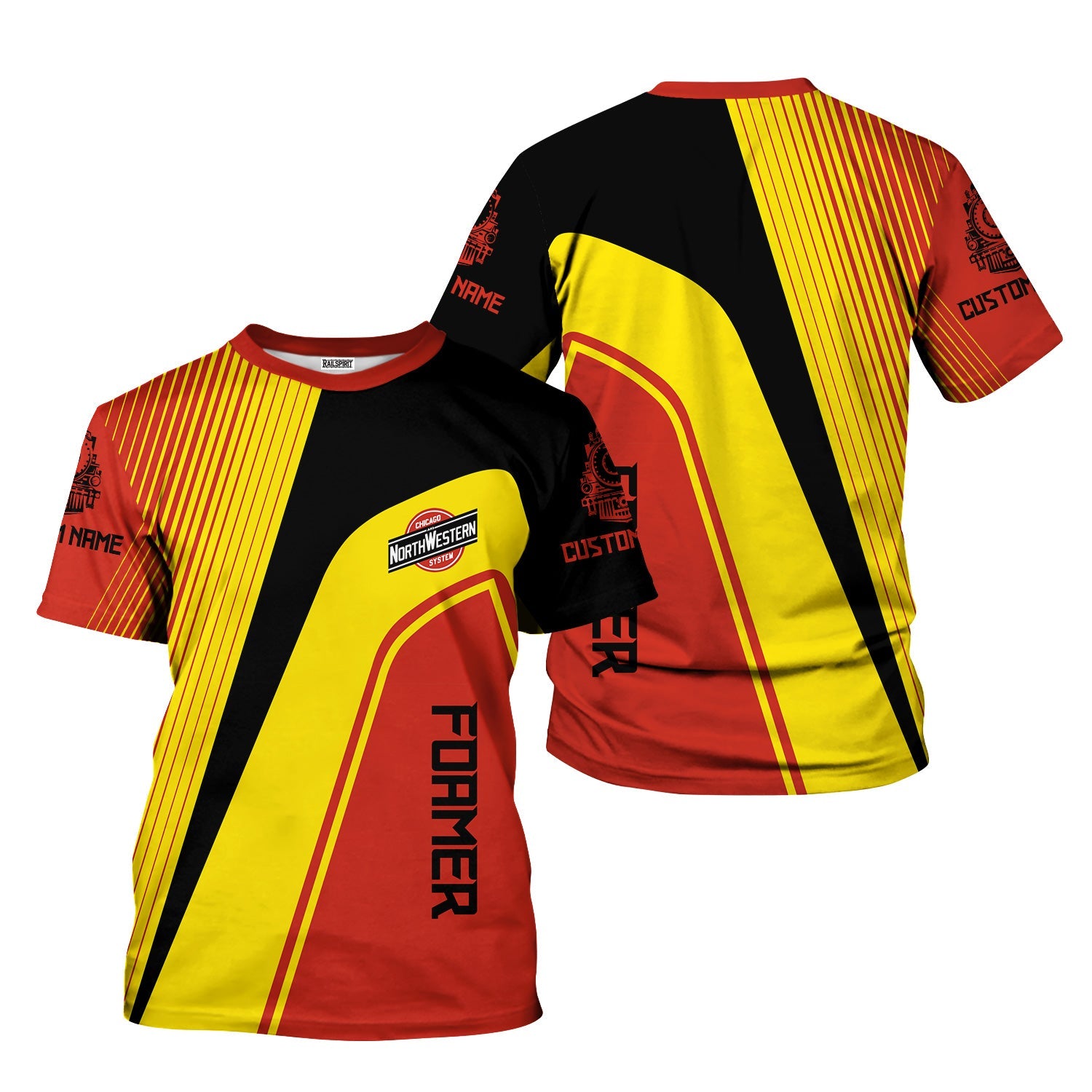 Railspirit Personalized Chicago and North Western Railway T-Shirt Vibrant Striking Style Shirt For Rail Enthusiasts