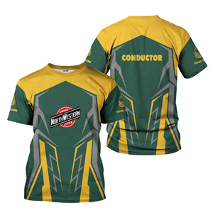 Railspirit Personalized Chicago and North Western Railway T-Shirt Futuristic Design with Custom Job Train Shirt