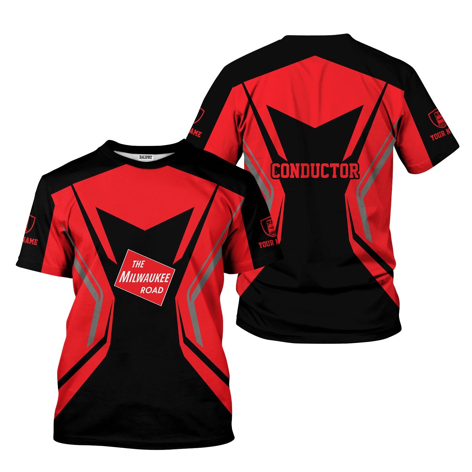 Railspirit Personalized Chicago, Milwaukee, St. Paul and Pacific Railroad T-Shirt Unique Style with Custom Job Milwaukee Road Train Shirt