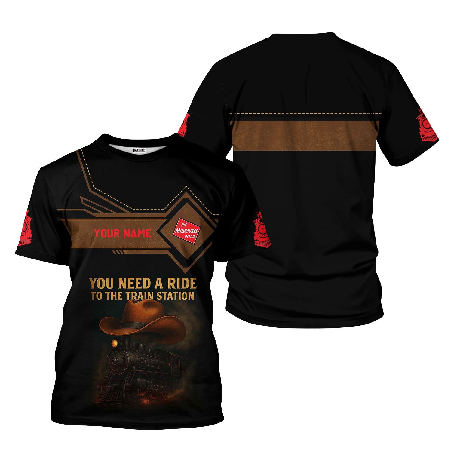 Railspirit Personalized Chicago, Milwaukee, St. Paul and Pacific Railroad T-Shirt You Need A Ride To The Train Station Milwaukee Road Shirt