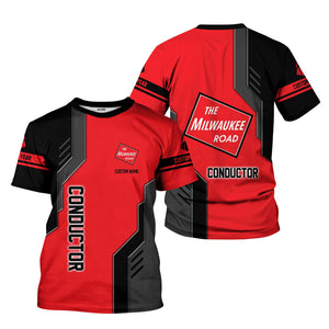 Railspirit Personalized Chicago, Milwaukee, St. Paul and Pacific Railroad T-Shirt Unique Railway Style with Custom Job Milwaukee Road Train Shirt