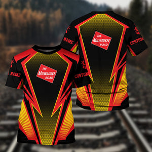 Railspirit Personalized Chicago, Milwaukee, St. Paul and Pacific Railroad T-Shirt Lightning Graphic Style Milwaukee Road Shirt Gift Idea For Train Lover