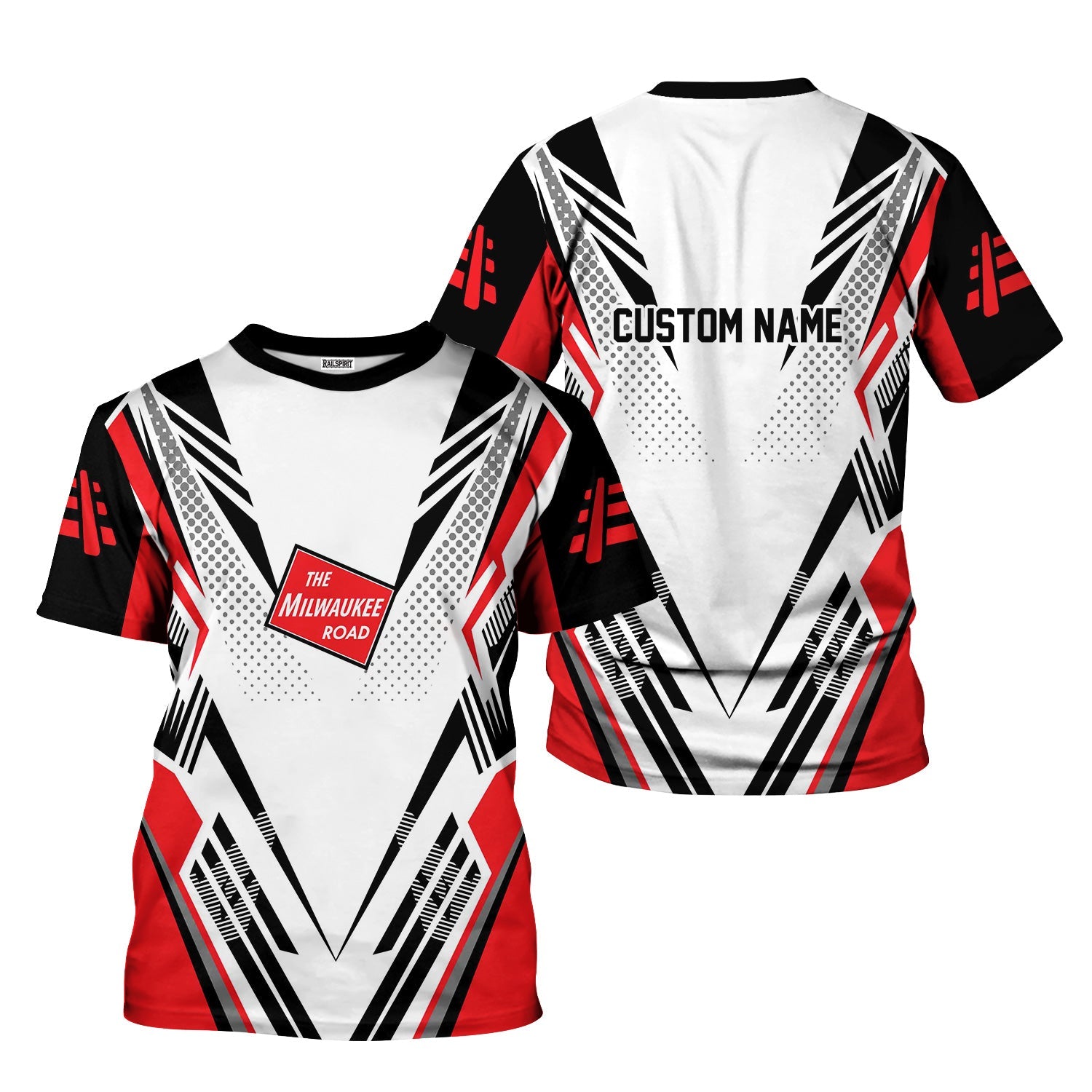 Railspirit Personalized Chicago, Milwaukee, St. Paul and Pacific Railroad T-Shirt Railroad Tribute Design Milwaukee Road Train Shirt for Train Lovers