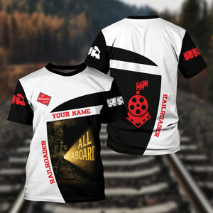 Railspirit Personalized Chicago, Milwaukee, St. Paul and Pacific Railroad T-Shirt All Aboard Steam Train Movie Projector Style Milwaukee Road Shirt