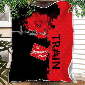 Railspirit Chicago, Milwaukee, St. Paul and Pacific Railroad Premium Quilts Engine Heartbeat and Track Love Style Milwaukee Road Quilts