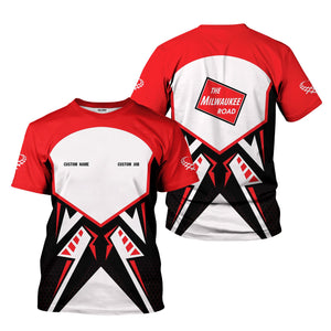 Railspirit Personalized Chicago, Milwaukee, St. Paul and Pacific Railroad T-Shirt Vibriant Style with Custom Position Milwaukee Road Train Shirt