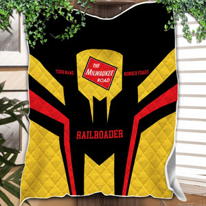 Railspirit Personalized Chicago, Milwaukee, St. Paul and Pacific Railroad Premium Quilts Custom Year Railroader Milwaukee Road Gift For Train Lover