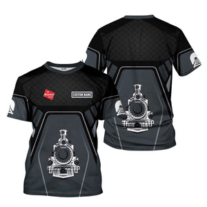 Railspirit Personalized Chicago, Milwaukee, St. Paul and Pacific Railroad T-Shirt Steam Locomotive Engine Graphic Milwaukee Road Train Shirt