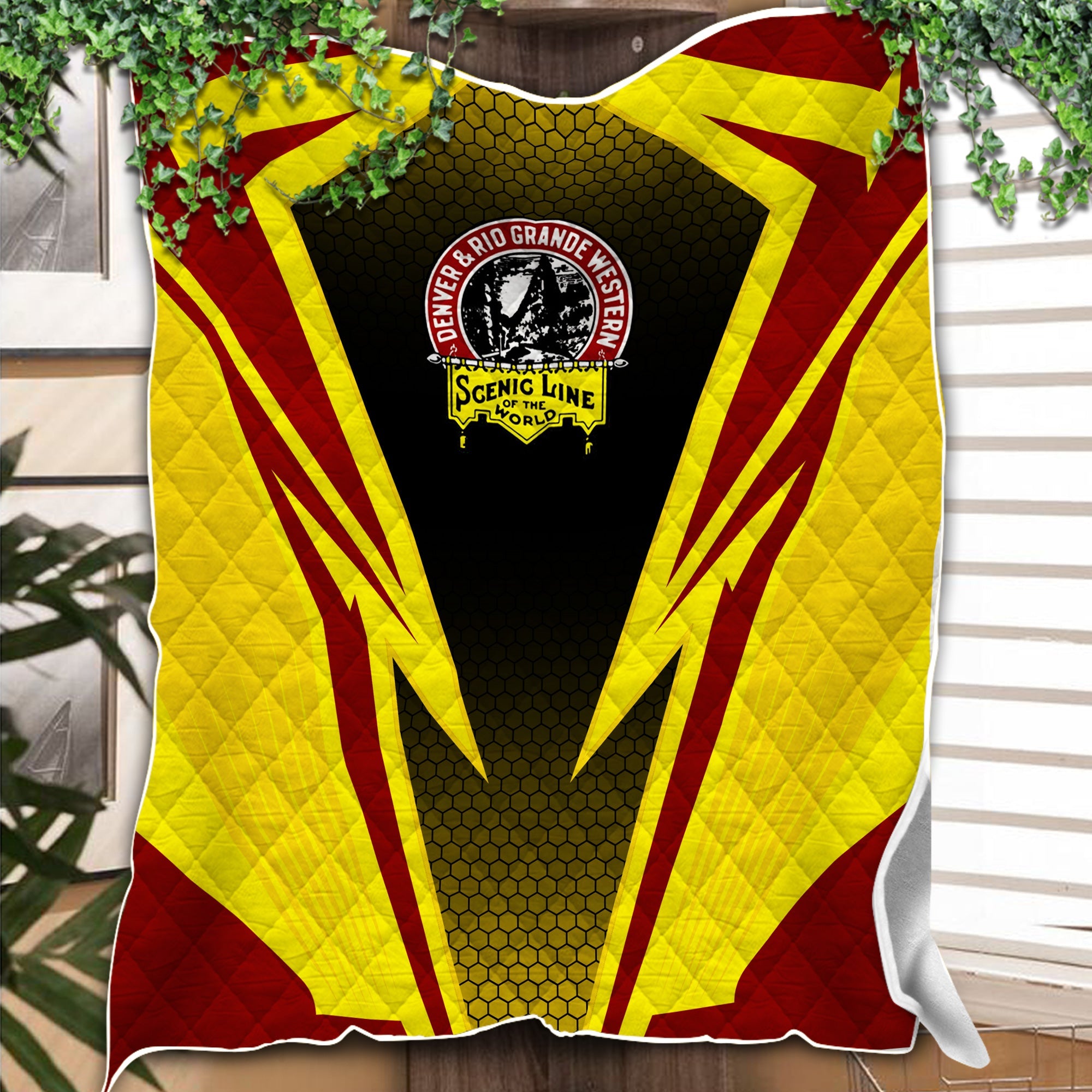 Railspirit Denver and Rio Grande Western Railroad Premium Quilts Lightning Graphic Style Premium Quilts Gift Idea For Train Lover