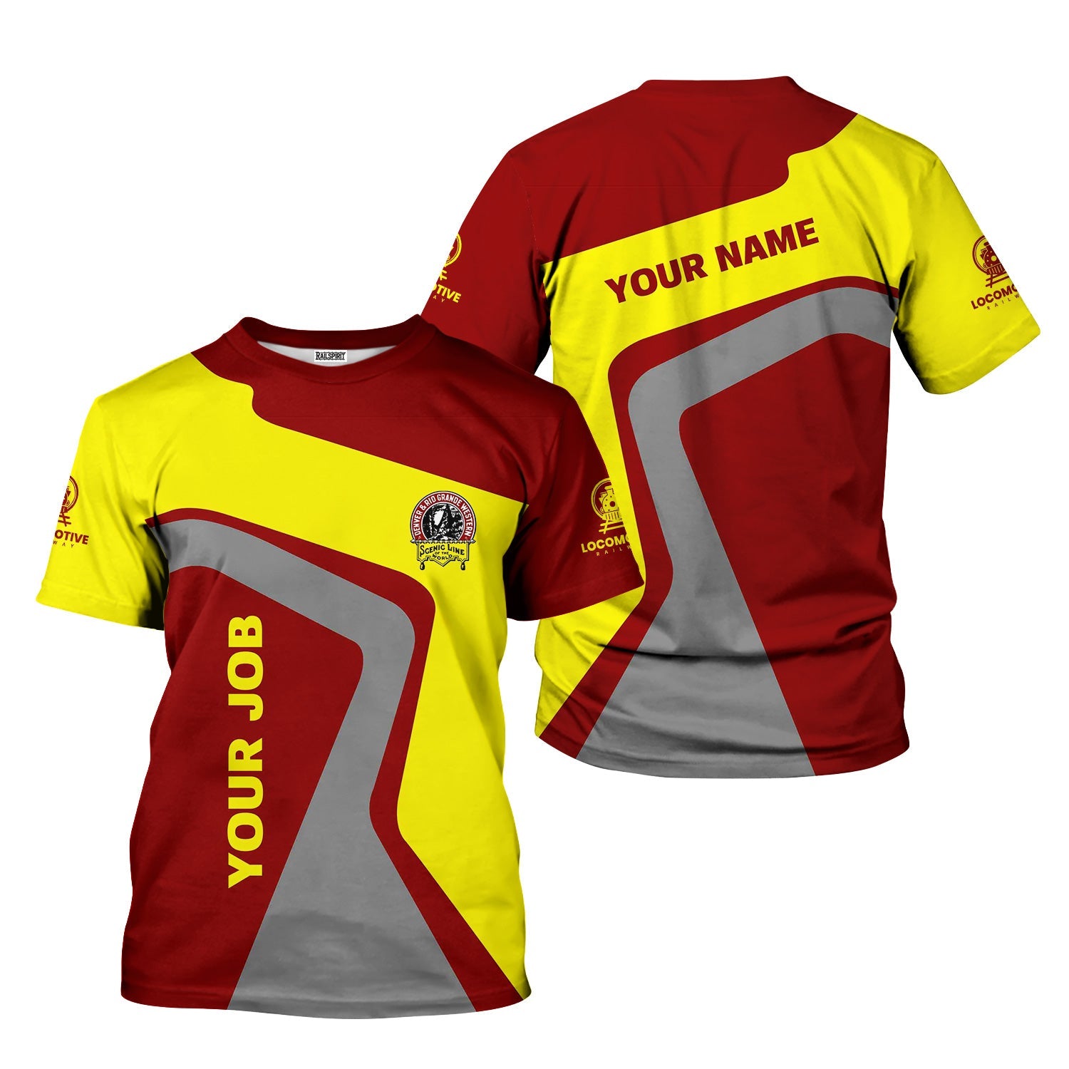 Railspirit Personalized Denver and Rio Grande Western Railroad T-Shirt Unique Design with Custom Job Position Train Shirt