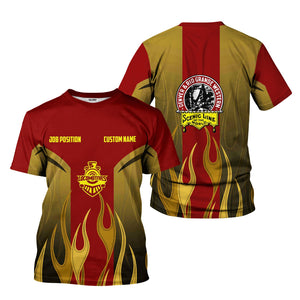 Railspirit Custom Name and Job Title Denver and Rio Grande Western Railroad T-Shirt Flame Graphic Train Shirt
