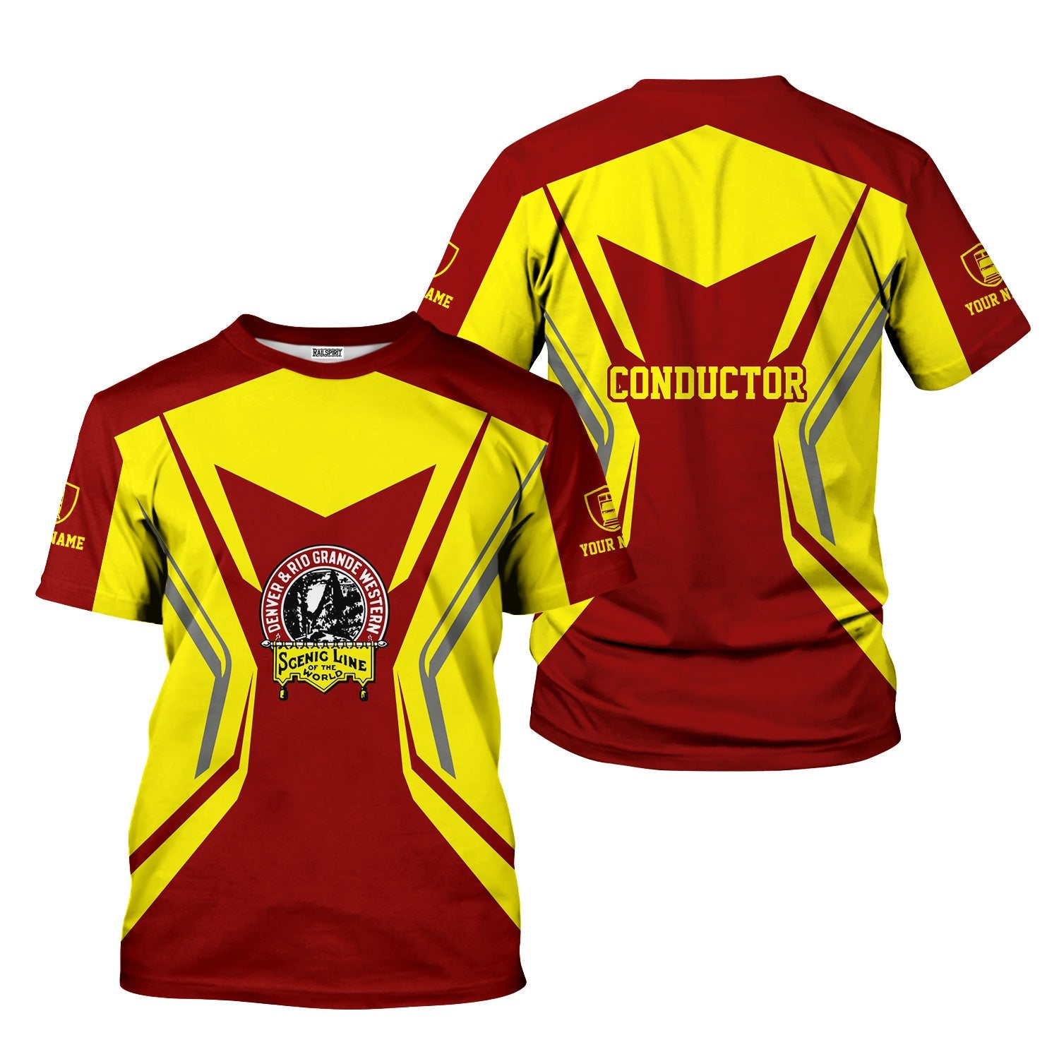 Railspirit Personalized Denver and Rio Grande Western Railroad T-Shirt Unique Style with Custom Job Train Shirt