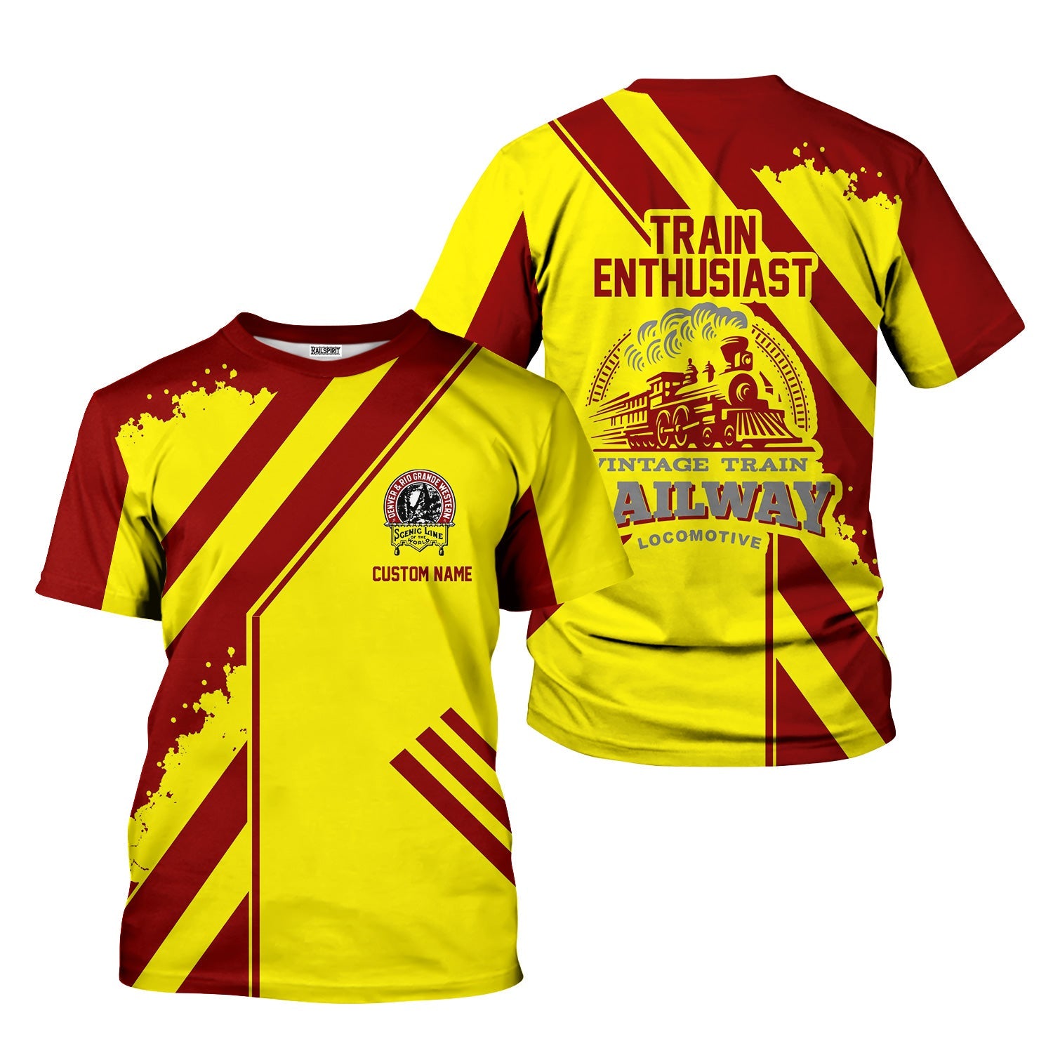 Railspirit Personalized Denver and Rio Grande Western Railroad T-Shirt Locomotive Design Train Shirt for Train Enthusiast